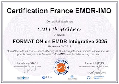 Certification en EMDR Integrative CULLIN Hélène