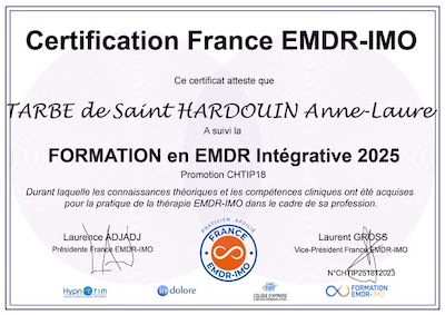 Certification en EMDR Integrative TARBE de Saint-HARDOUIN Anne-Laure